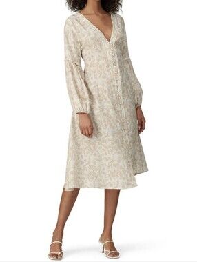 Sancia Maryse Pink And Cream Floral Button Front Dress Size Small